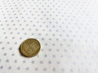 White Cotton Poplin Fabric With Silver Stars Christmas Fabric, Festive Fabric, Holiday Fabric